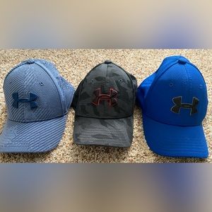 3 Youth Under Armour Baseball Hats